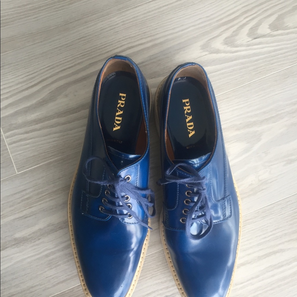 New condition Blue Prada platform sneakers.